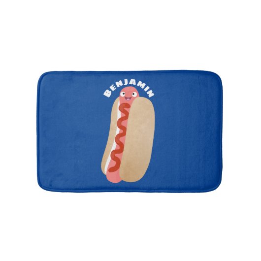 Cute grappige hotdog Weiner cartoon Badmat (Voorkant)
