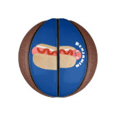 Cute grappige hotdog Weiner cartoon Basketbal (Verticaal)
