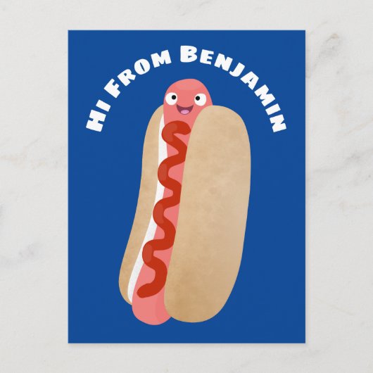 Cute grappige hotdog Weiner cartoon Briefkaart (Voorkant)