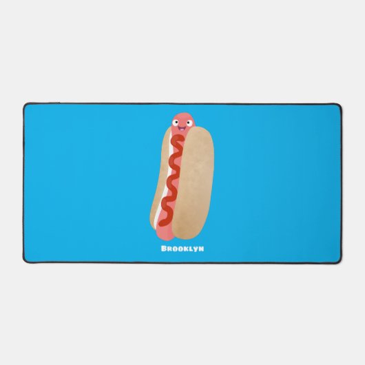 Cute grappige hotdog Weiner cartoon Bureaumat (Voorkant)