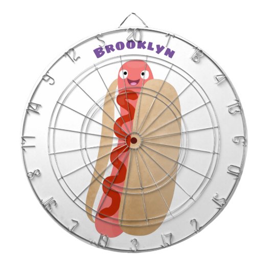 Cute grappige hotdog Weiner cartoon Dartbord (Voorkant)