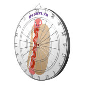 Cute grappige hotdog Weiner cartoon Dartbord (Voorkant Rechts)