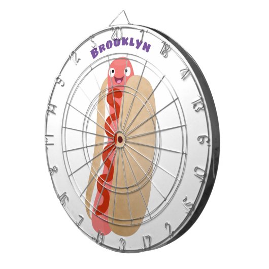 Cute grappige hotdog Weiner cartoon Dartbord (Voorkant Rechts)