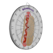 Cute grappige hotdog Weiner cartoon Dartbord (Voorkant Links)