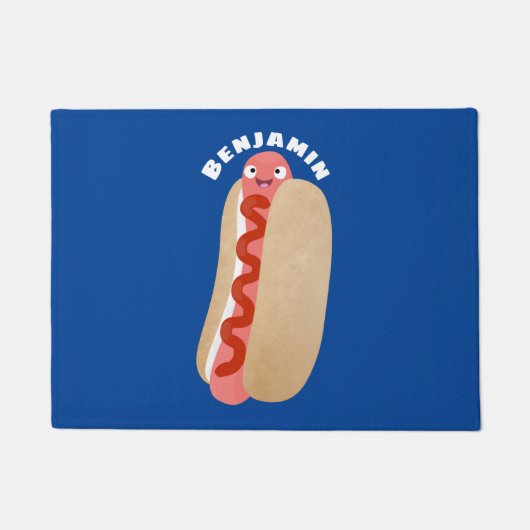 Cute grappige hotdog Weiner cartoon Deurmat (Voorkant)