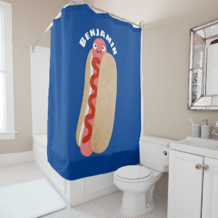 Cute grappige hotdog Weiner cartoon Douchegordijn