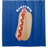 Cute grappige hotdog Weiner cartoon Douchegordijn (Voorkant)