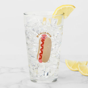 Cute grappige hotdog Weiner cartoon Glas