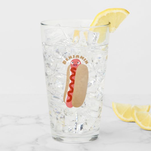 Cute grappige hotdog Weiner cartoon Glas (Achterkant ijs)