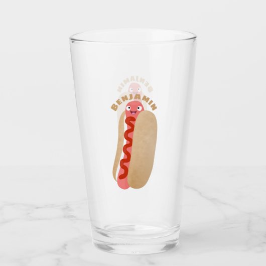 Cute grappige hotdog Weiner cartoon Glas (Voorkant)