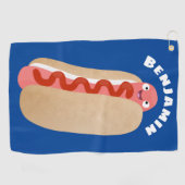 Cute grappige hotdog Weiner cartoon Golfhanddoek (Horizontaal)