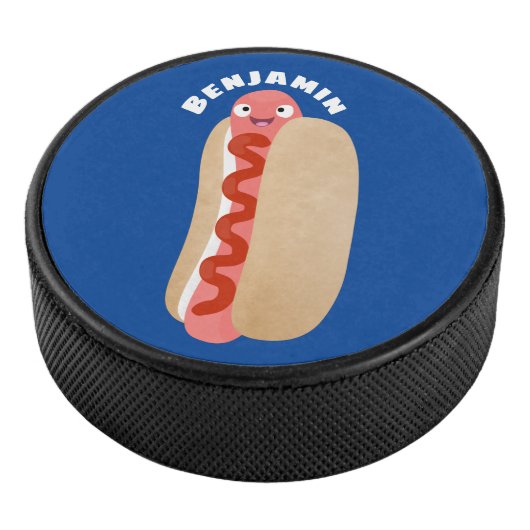 Cute grappige hotdog Weiner cartoon Hockey Puck (3/4)