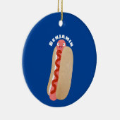 Cute grappige hotdog Weiner cartoon Keramisch Ornament (Rechts)