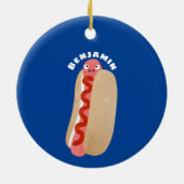 Cute grappige hotdog Weiner cartoon Keramisch Ornament (Achterkant)