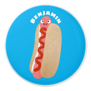 Cute grappige hotdog Weiner cartoon Keramische Knop
