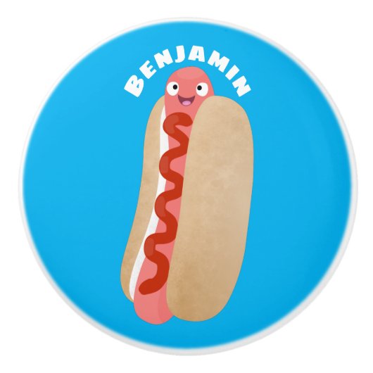 Cute grappige hotdog Weiner cartoon Keramische Knop (Voorkant)
