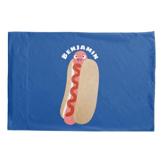Cute grappige hotdog Weiner cartoon Kussensloop (Achterkant)