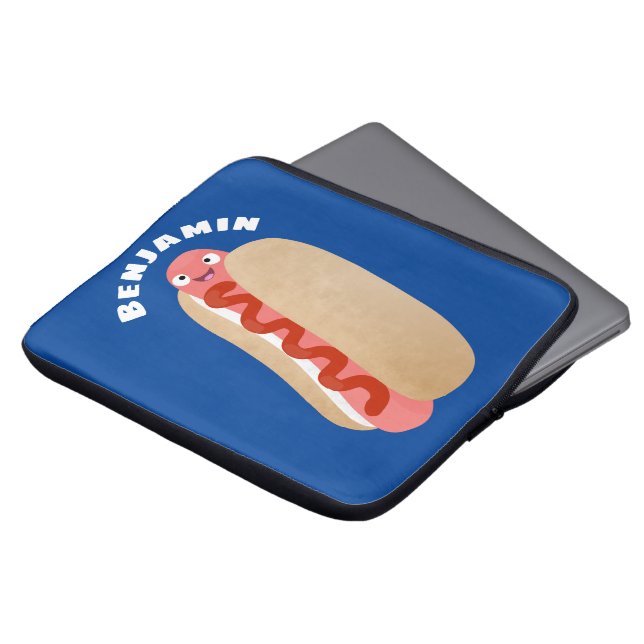 Cute grappige hotdog Weiner cartoon Laptop Sleeve (Voorkant top)