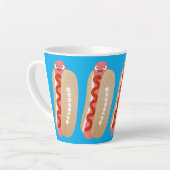 Cute grappige hotdog Weiner cartoon Latte Mok (Linkerhoek)