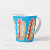 Cute grappige hotdog Weiner cartoon Latte Mok (Rechterhoek)