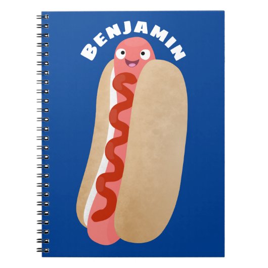 Cute grappige hotdog Weiner cartoon Notitieboek (Voorkant)