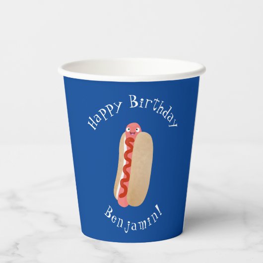 Cute grappige hotdog Weiner cartoon Papieren Bekers (Achterkant)
