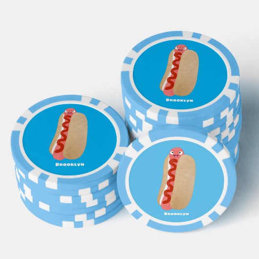 Cute grappige hotdog Weiner cartoon Poker Chips (Opstapeling)