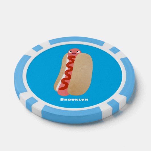 Cute grappige hotdog Weiner cartoon Poker Chips (Enkel)