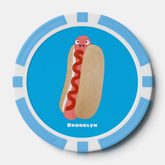 Cute grappige hotdog Weiner cartoon Poker Chips (Voorkant)