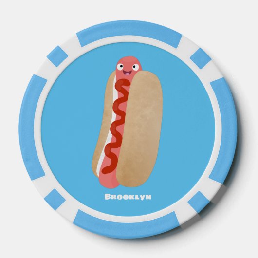Cute grappige hotdog Weiner cartoon Poker Chips (Achterkant)