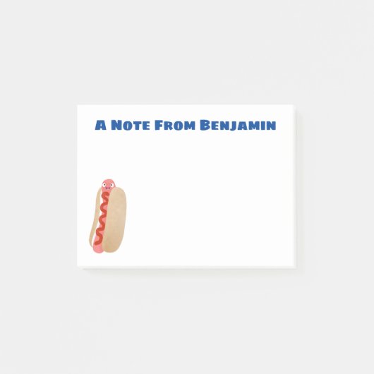 Cute grappige hotdog Weiner cartoon Post-it® Notes (Voorkant)