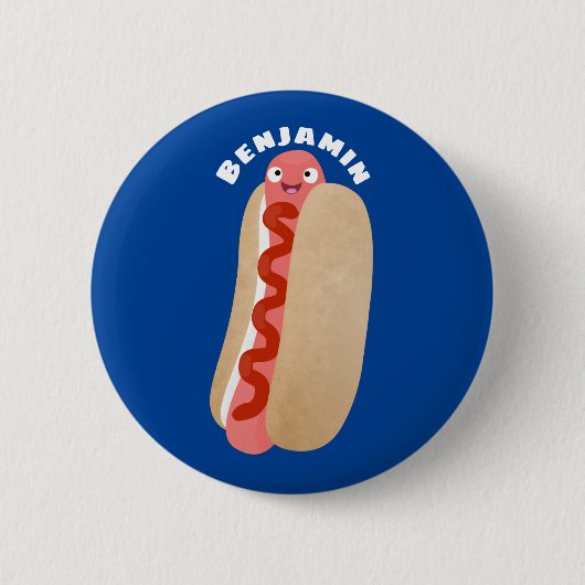 Cute grappige hotdog Weiner cartoon Ronde Button 5,7 Cm (Voorkant)