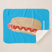 Cute grappige hotdog Weiner cartoon Sherpa Deken (Voorkant (horizontaal))