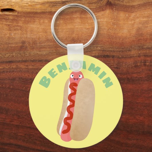 Cute grappige hotdog Weiner cartoon Sleutelhanger (Voorkant)