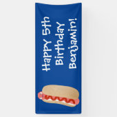 Cute grappige hotdog Weiner cartoon Spandoek (Verticaal)