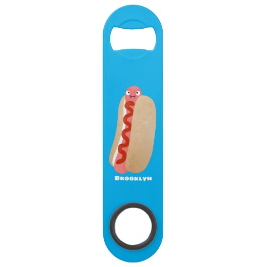Cute grappige hotdog Weiner cartoon Speed Flessenopener (Voorkant)