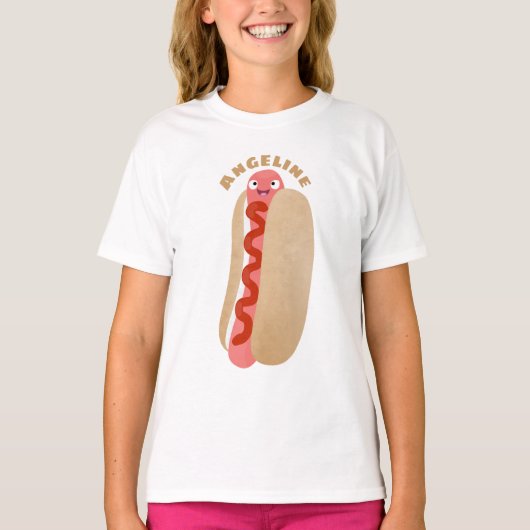 Cute grappige hotdog Weiner cartoon T-shirt (Voorkant)