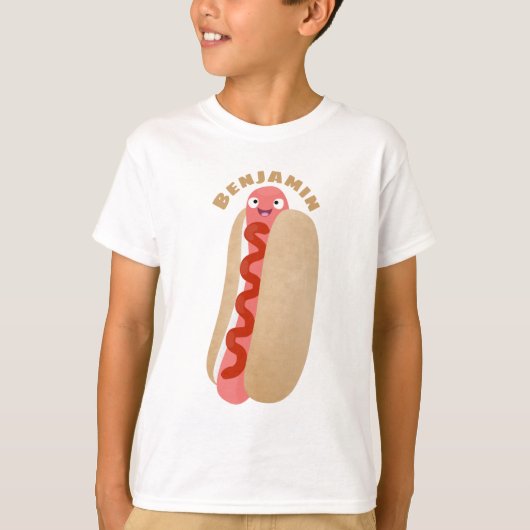 Cute grappige hotdog Weiner cartoon T-shirt (Voorkant)