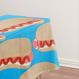 Cute grappige hotdog Weiner cartoon Tafelkleed
