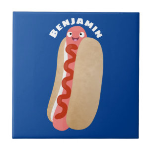Cute grappige hotdog Weiner cartoon Tegeltje