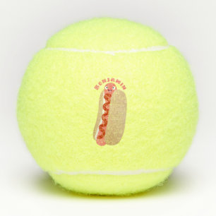 Cute grappige hotdog Weiner cartoon Tennisballen