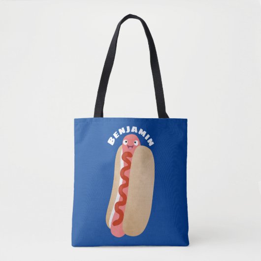 Cute grappige hotdog Weiner cartoon Tote Bag (Voorkant)