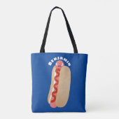 Cute grappige hotdog Weiner cartoon Tote Bag (Achterkant)