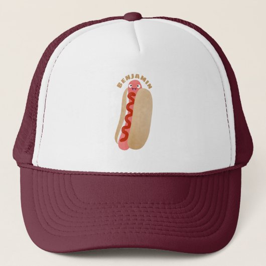 Cute grappige hotdog Weiner cartoon Trucker Pet (Voorkant)