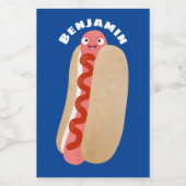 Cute grappige hotdog Weiner cartoon Voedselcontainer Etiket (Enkel label)