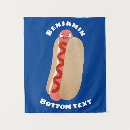 Cute grappige hotdog Weiner cartoon Wandkleed (Voorkant)