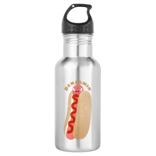 Cute grappige hotdog Weiner cartoon Waterfles