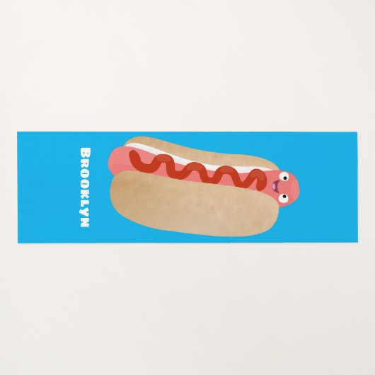 Cute grappige hotdog Weiner cartoon Yogamat (Achterkant (horizontaal))
