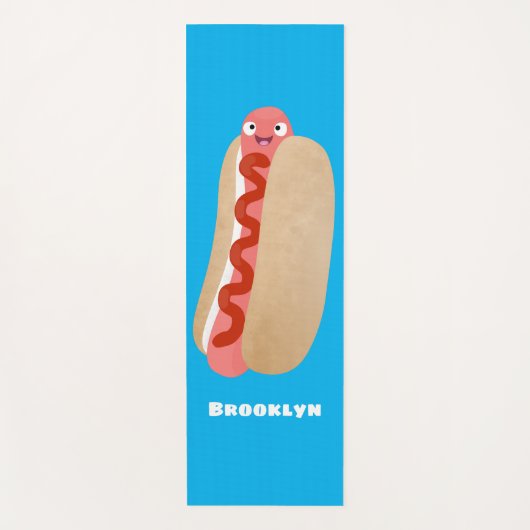 Cute grappige hotdog Weiner cartoon Yogamat (Voorkant)