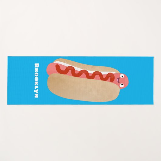 Cute grappige hotdog Weiner cartoon Yogamat (Voorkant (horizontaal))